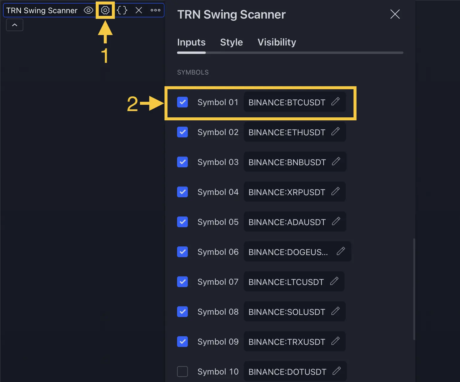 Symbol Configuration Interface